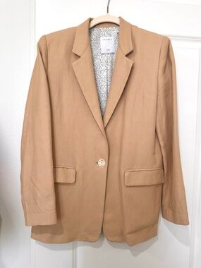 Sandro Tan Single-Button Tailored Blazer Size 38 (M)